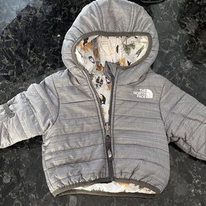 The North Face Gray Jacket with Animal Print Lining